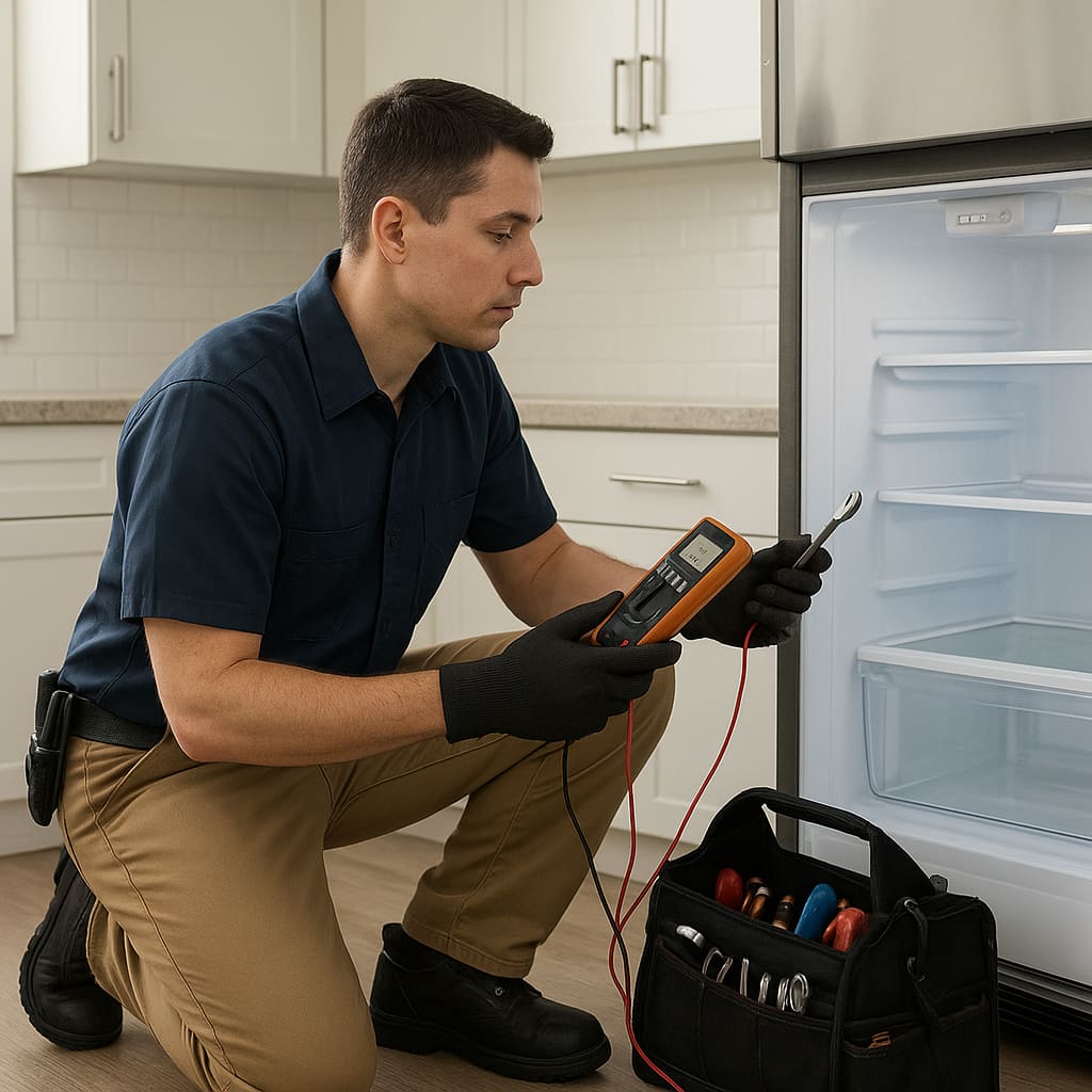 Techniker repariert Kühlschrank